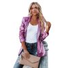 Women's Sequin Blazer, Shimmer Jacket, Casual Long Sleeve Glitter Lapel Coat