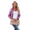 Women's Sequin Blazer, Shimmer Jacket, Casual Long Sleeve Glitter Lapel Coat