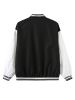 Plus Size Colorblock Letter Print Long Sleeve Varsity Jackets; Women's Plus Casual Baseball Jacket