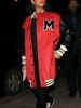 Plus Size Colorblock Button Front Letter Long Baseball Jacket; Women's Plus Casual Street Style Winter Jacket