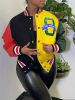 Plus Size Colorblock Long Sleeve Letter Print Jacket; Women's Plus Medium Stretch Button Down Jacket