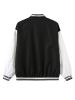 Plus Size Letter P Embroidered Colorblock Varsity Jacket; Women's Plus Button Down Casual Baseball Jacket