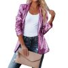 Women's Sequin Blazer, Shimmer Jacket, Casual Long Sleeve Glitter Lapel Coat