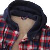 Men's Hooded Coat Plaid Flannel Button Jacket