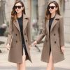 Women Winter Wool Coats Warm Slim Fit Fashion Casual Office Lady Blends Womans Coat Jacket Khaki Plus Size New